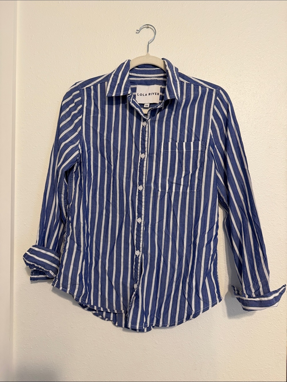 Lola River Blue & White Striped Button-Down Shirt